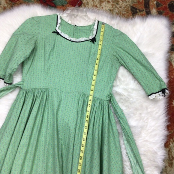 Vintage 30’s Handmade Prairie Peasant Maxi Dress Micro Floral Bow Cottage-core - Picture 8 of 15